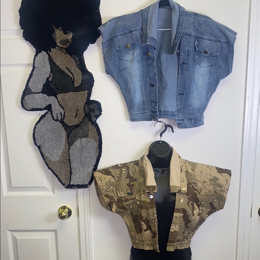 Blue Denim and Camo Cropped Jackets